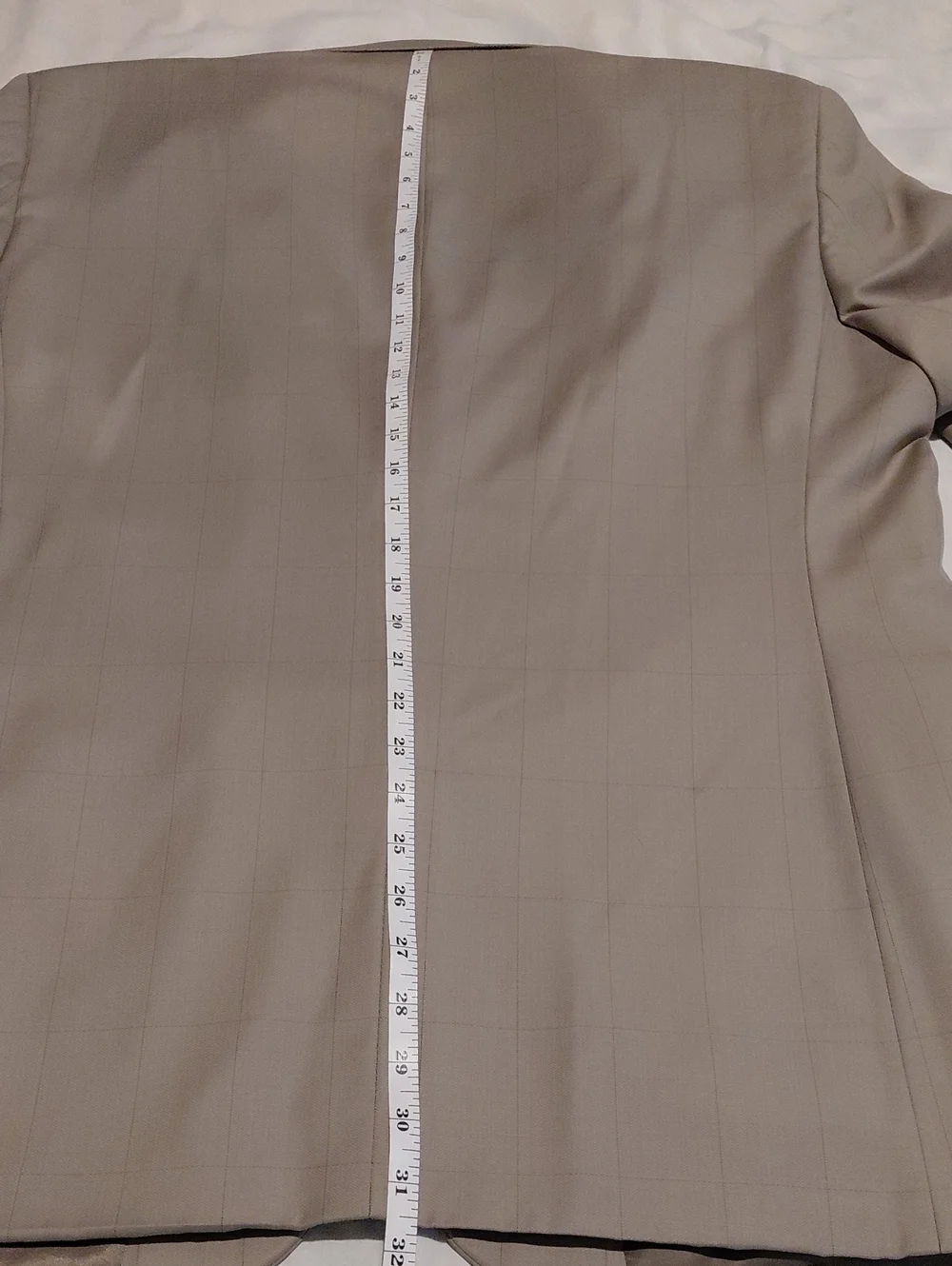 Men's Wool Blend Taupe Windowpaine Three-Button Suit Jacket